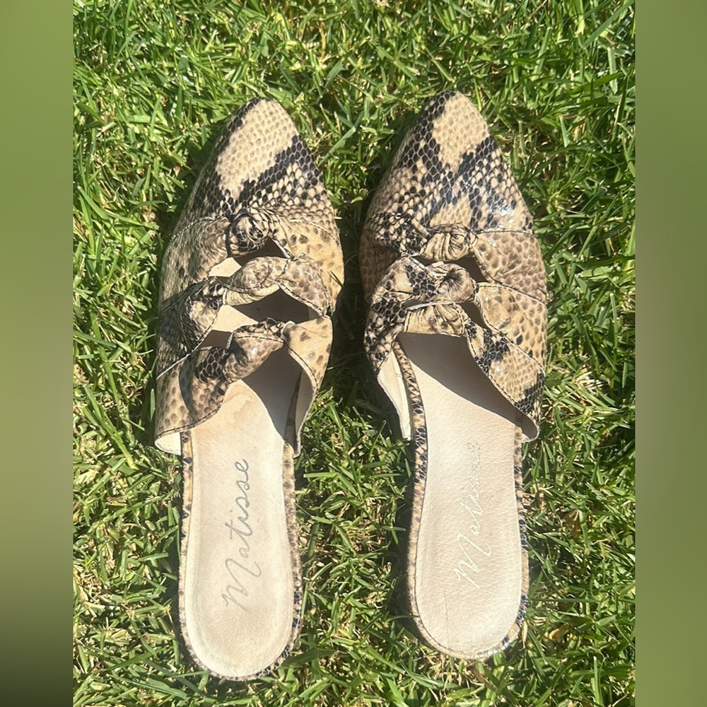 Matisse Snakeskin Leather Mules